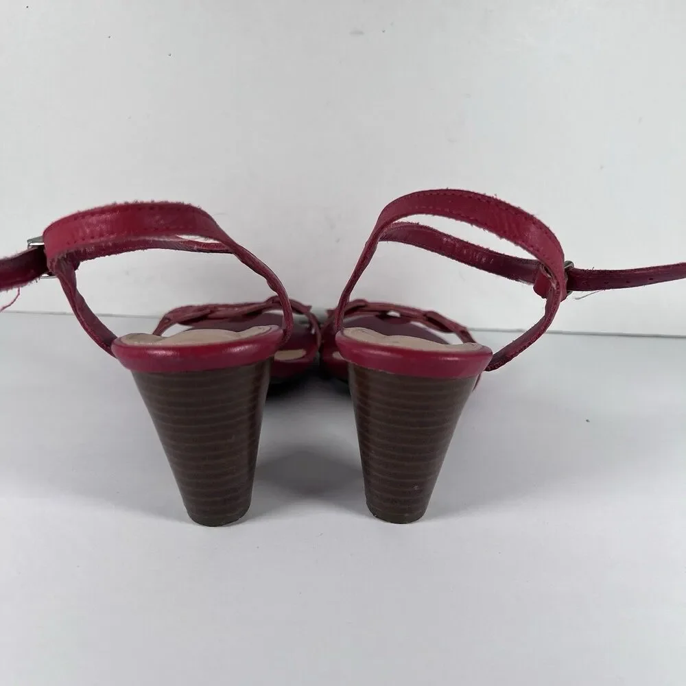 Mr. Cat Red Y2K Braided Leather Heels Ankle Strap Women's EU 38 (US 6-7) - Picture 4 of 8